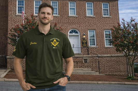 Fredericksburg Lodge No. 4 Personalized Polo – Custom Name Masonic Shirt – Square & Compasses Embroidered – Lodge Apparel
