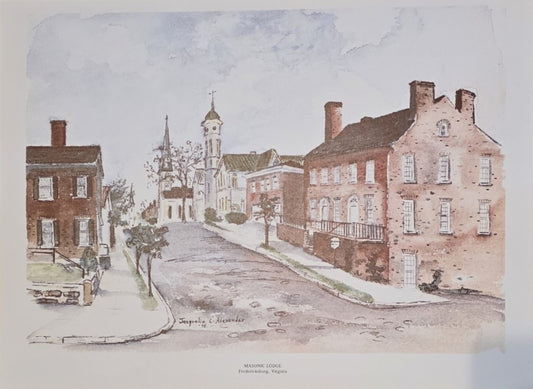 Fredericksburg Lodge Streetscape Print – Architectural Study by Jacqueline C. Alexander