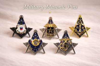 Military Masonic Pin Collection – All 5 Branches – Square & Compasses – 1.25"
