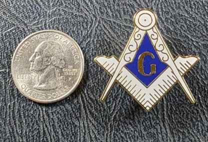 Square & Compasses Masonic Lapel Pin – Blue Enamel Freemason Pin