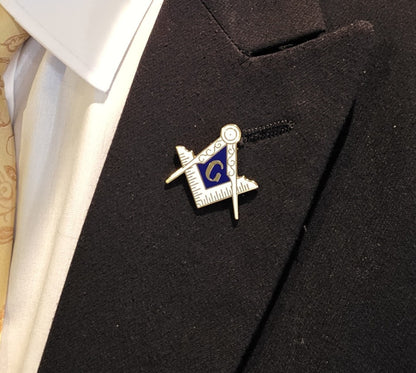 Square & Compasses Masonic Lapel Pin – Blue Enamel Freemason Pin