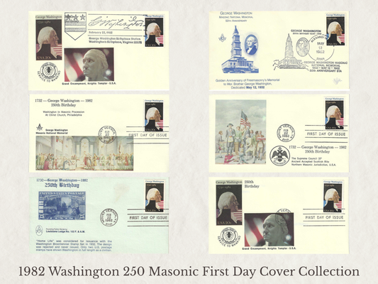 1982 Washington 250 Masonic First Day Cover Collection – Six Covers