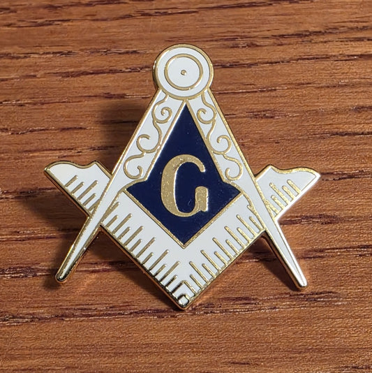 Square & Compasses Masonic Lapel Pin – Blue Enamel Freemason Pin
